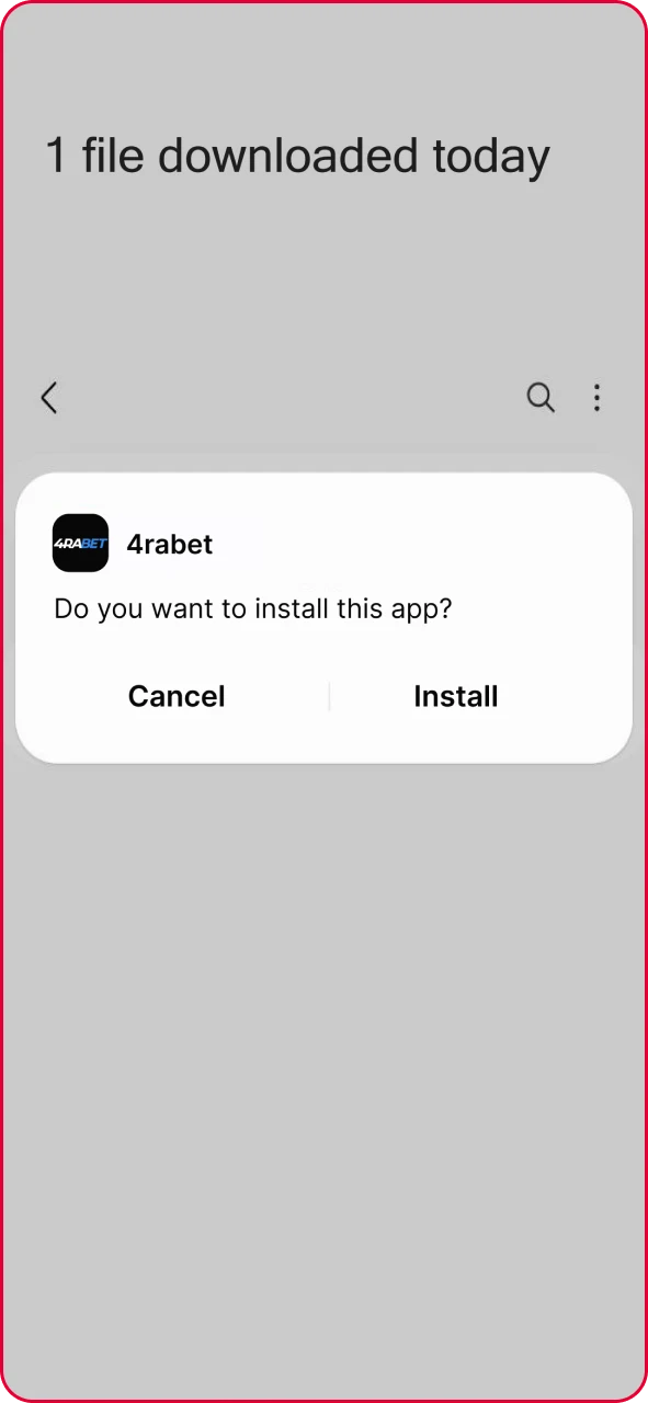 Android browser prompt confirming the download of the official casino APK installer file.