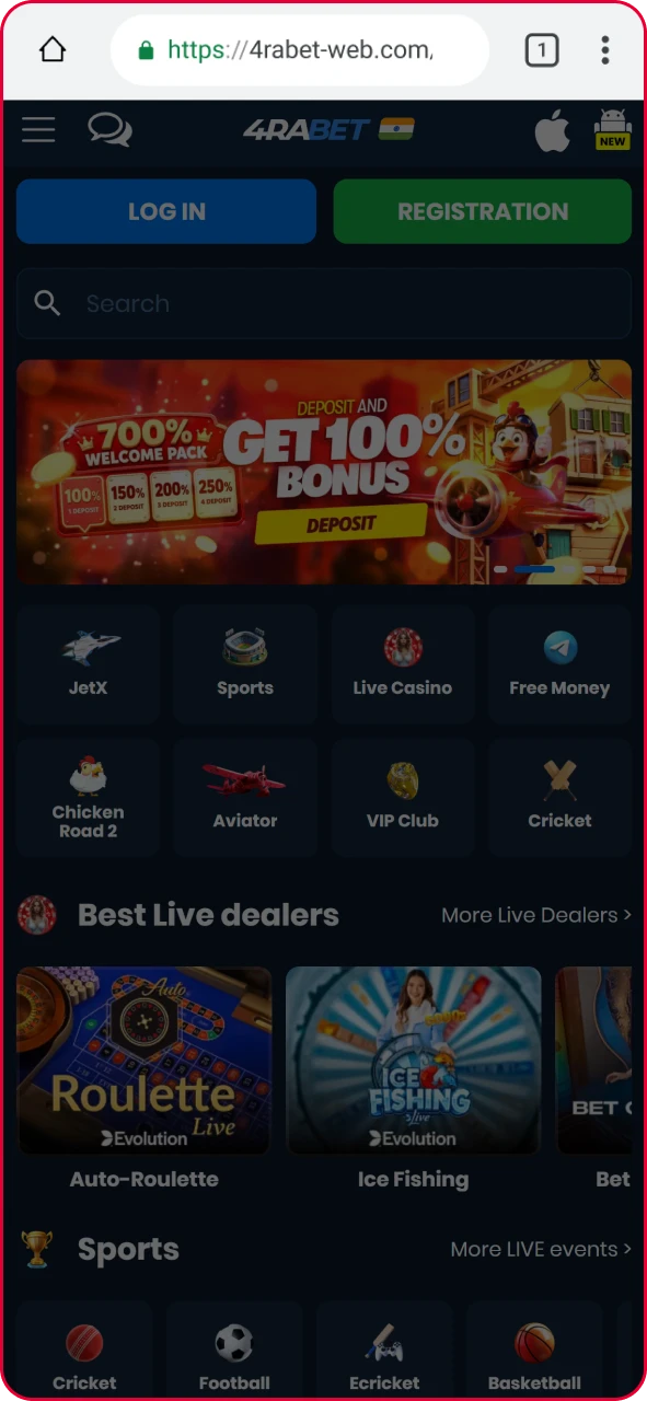 Android Chrome browser loading an online casino website featuring Spribe Aviator.