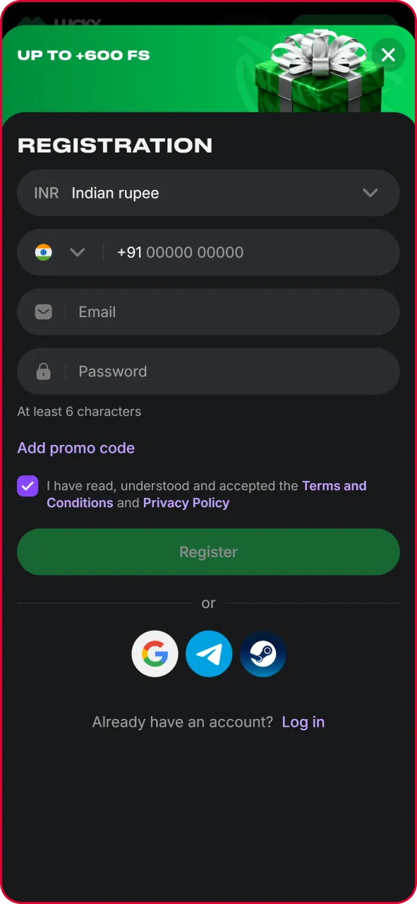 Login pop-up modal with fields for username, password, and single-click submit button.