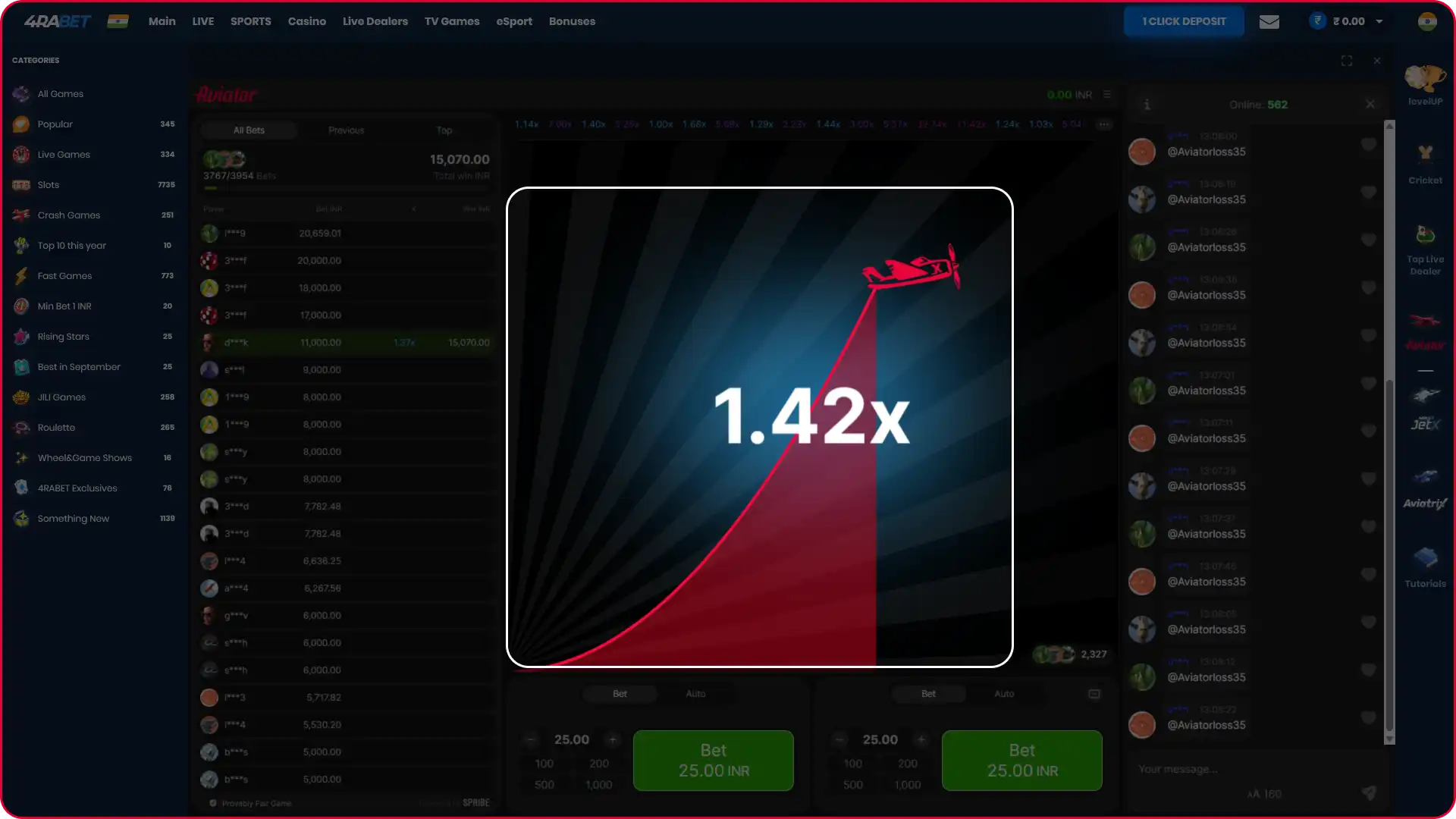 Desktop interface of Aviator auto cash-out setting with target multiplier field configured.